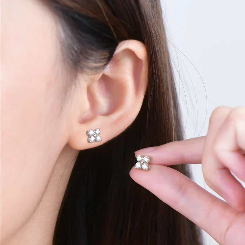Moissanite Necklace Bracelet Earring 925 Sterling Silver Four Leaf Flower Pendant Moissanites Jewelry Set For Wedding Gift