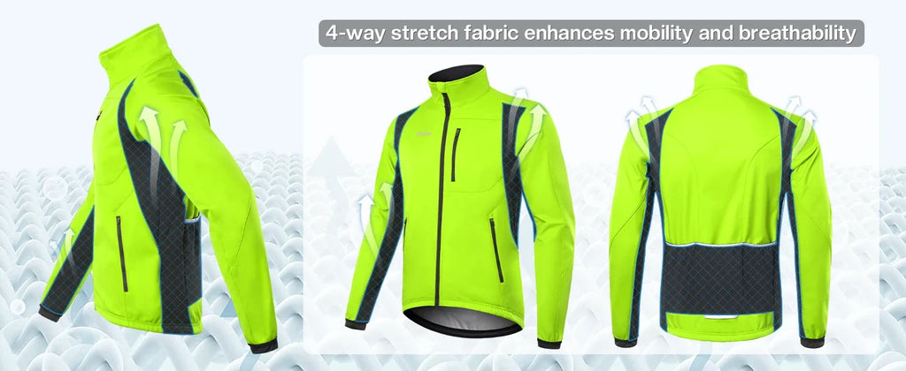 Men's Winter Cycling Jacket Softshell Windproof Thermal Fleece Bike Jacket Running Jacket Windbreaker BGA025