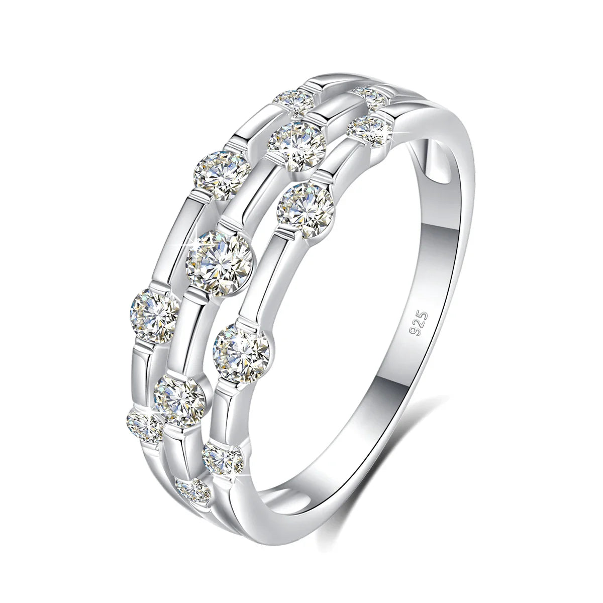 Trending Wedding Band Moissanite Ring With Certificate Genuine Silver 925 Enagement Jewel Gift For Women Positive Stones