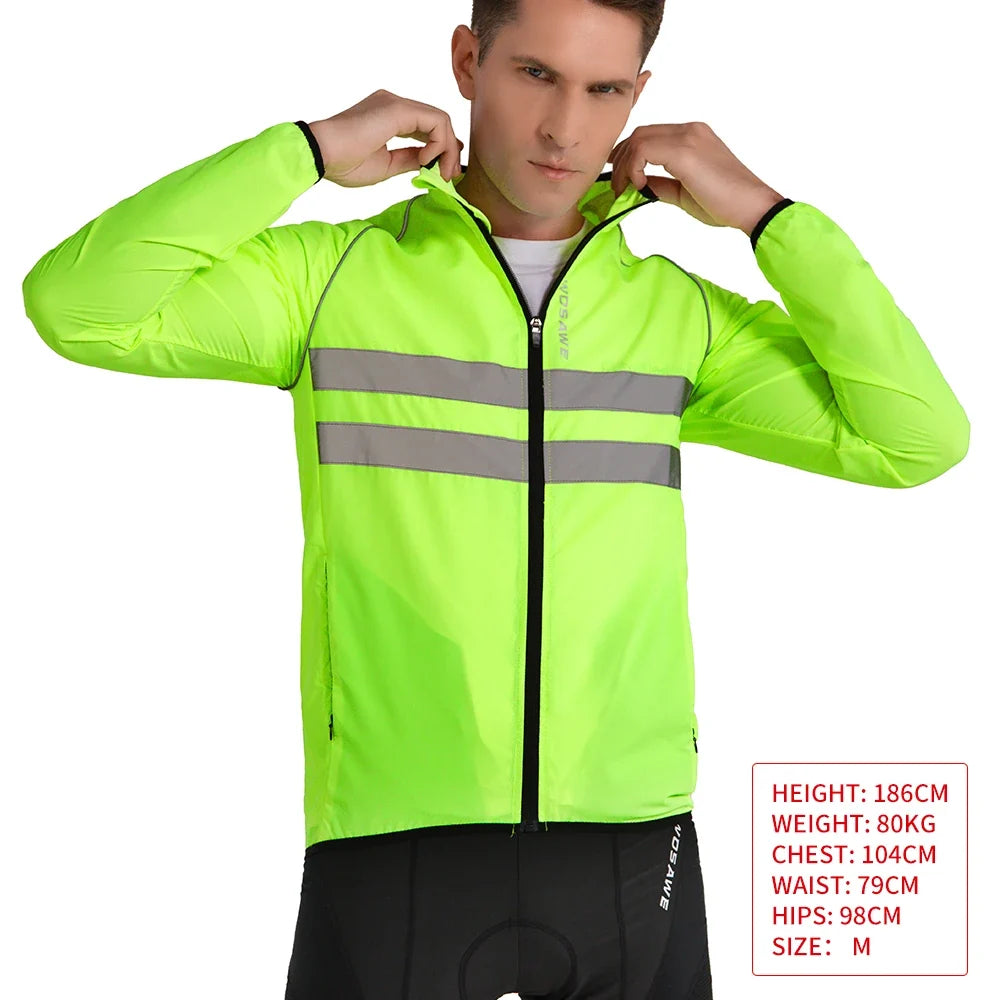 Ultralight Men's Cycling Windbreaker Reflective Jacket Windproof Bike Jacket Water Resistant MTB Road Bicycle Long Jersey