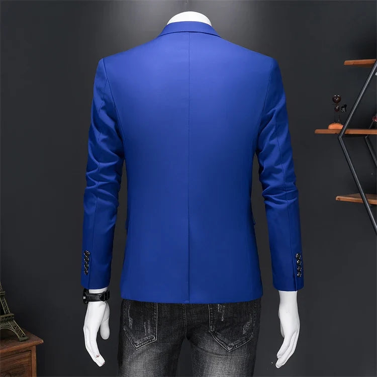 15-color boutique fashion suit 6XL men's slim groom wedding suit jacket business office suit casual solid color suit jacket
