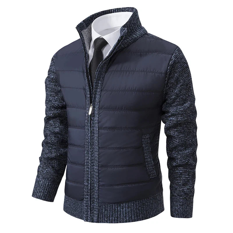 Men Cardigan Sweater Coat 2025 Autumn Winter Korean Warm Thickened Stand Collar Zipper Solid Casual Jacket Fashion Men Clothing