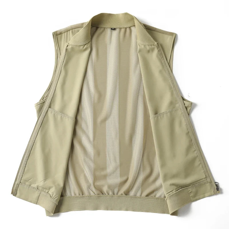 Summer Ultra-Thin Men's Vest Sleeveless Shoulders Quick Drying Breathable Jacket Outdoor Climbing Fishing Leisure Undershirt
