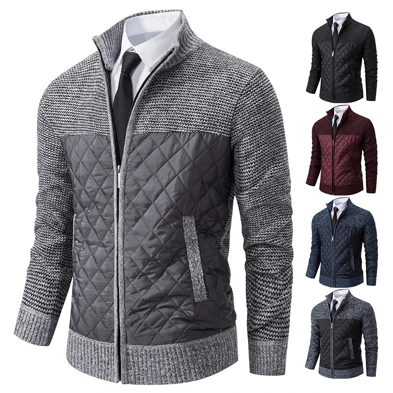 Autumn Winter Sweater Men's Loose Cardigan New Cold High Neck Jumpers Patchworked Windbreaker Casual Jackets