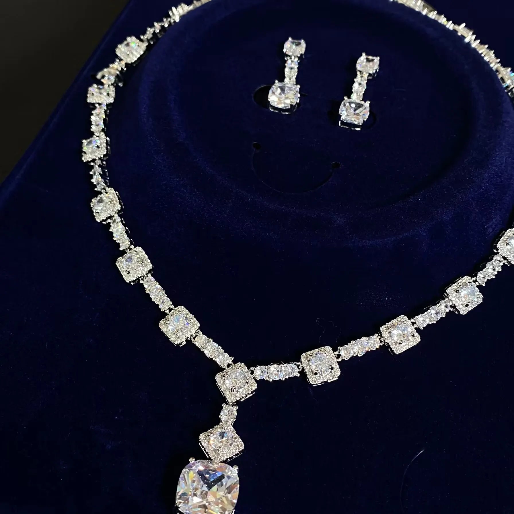 Square Bright Yellow and Green Color Drop Earrings Necklace For Women Jewelry Set  Bridal Wedding Accessories  X0185