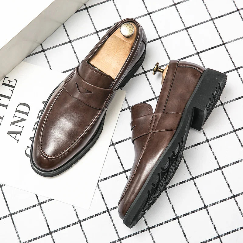 Mens Casual Leather Breathable Business Designer Brand Office Loafers Formal Classic Smile Footwear Dress Shoes for Men Flats 48