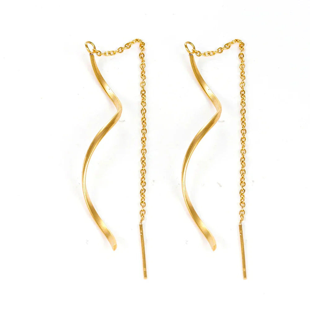 Accessories for Women Long Tassel Threader Earrings for Women Wave Shaped Simple Long Chain Earring Wedding Party Jewelry Gift