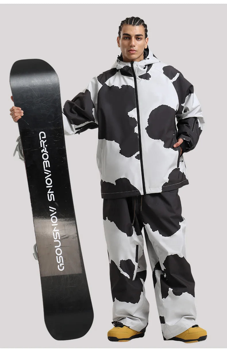 SNOW Winter Ski Jacket Men Waterproof Insulated Snow Tops Super Loose Snowboard Clothes Breathable Windproof Skiing Hoodies