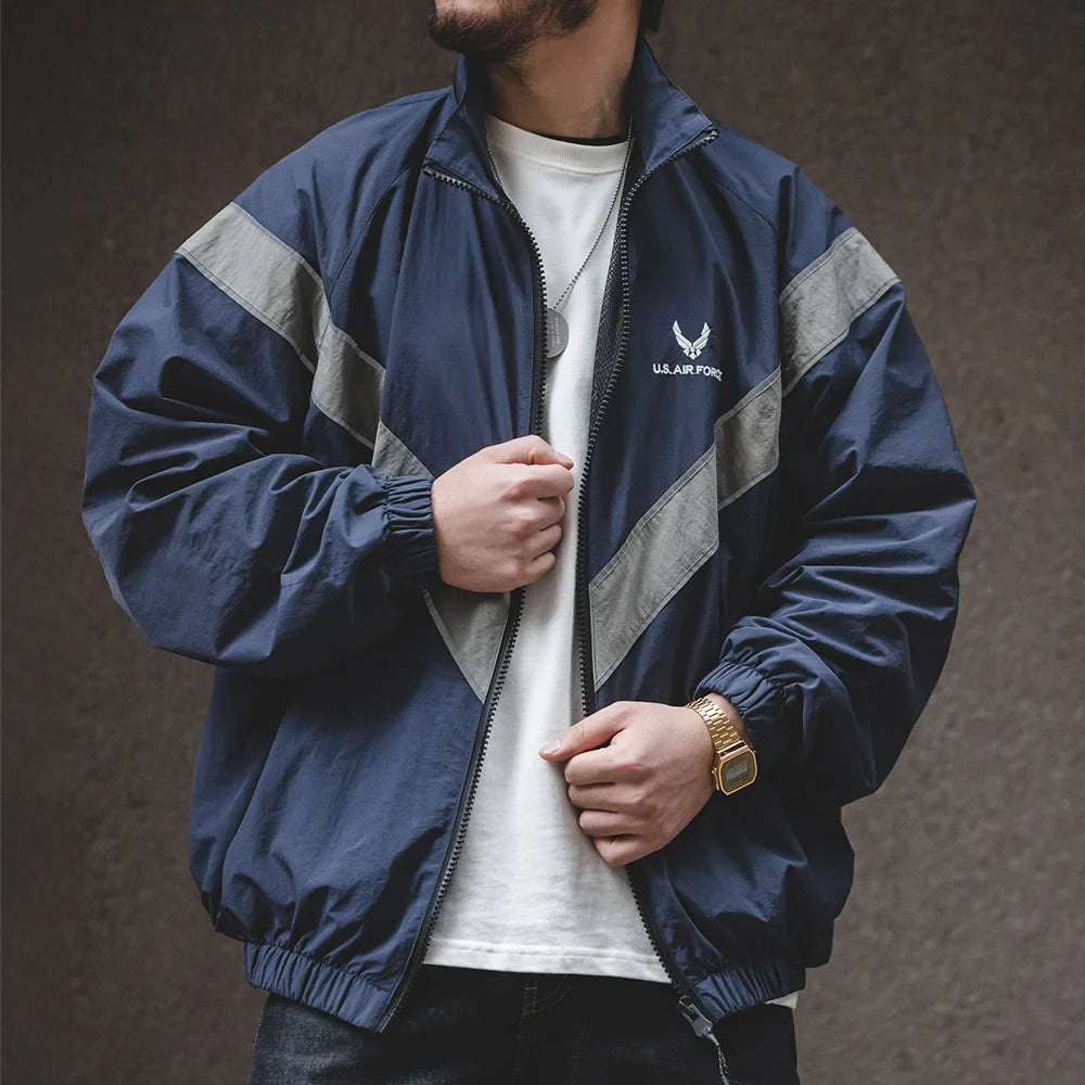 ARMY Reflective Hooded Contrasting Color Bomber Jacket Sports Quick-drying Jacket Loose IPFU Training Suit for Men's Daily