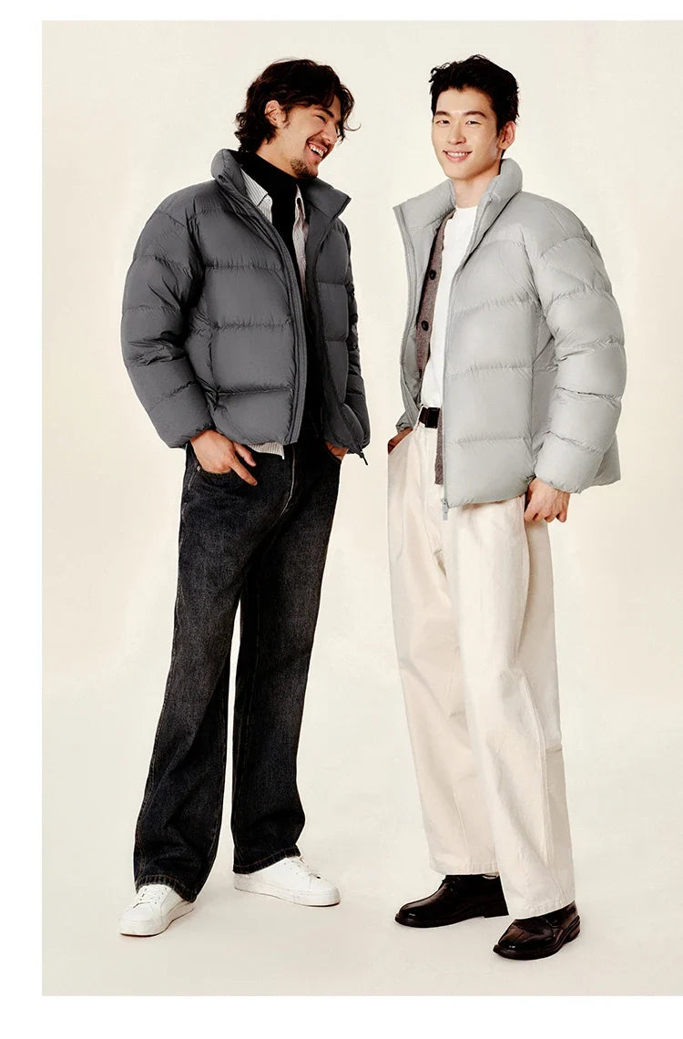 Down Jacket Men Winter Three-proof Windproof Waterproof Stain Resistant Thick Stand Collar Puffer Coat Lightweight Warm