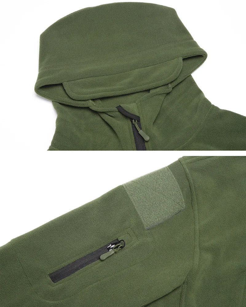 Winter Tactical Fleece Jacket Men Warm Polar Outdoor Hoodie Coat Multi-Pocket Casual Full Zip Sport Hiking Jacket