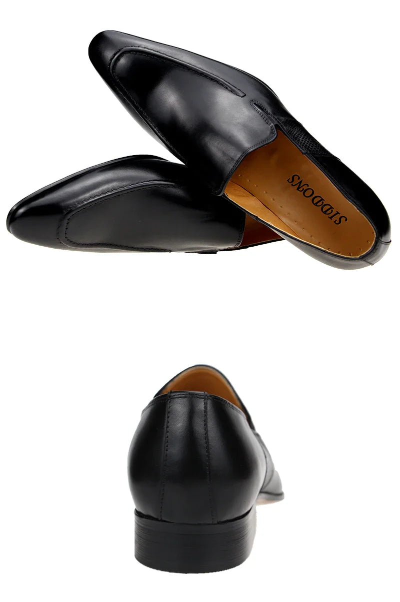 Purely Handmade Genuine Cow Leather Shoes Men's Sapato Social Formal Wedding Dress Shoes Loafers Pointed Toe Stylish Shoe