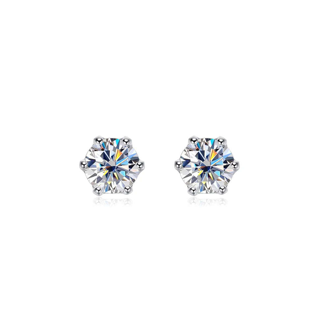 100% 925 Sterling Silver 0.2-2 Carat D Color Moissanite Diamond Stud Earrings For Women Sparkling Wedding Fine Jewelry