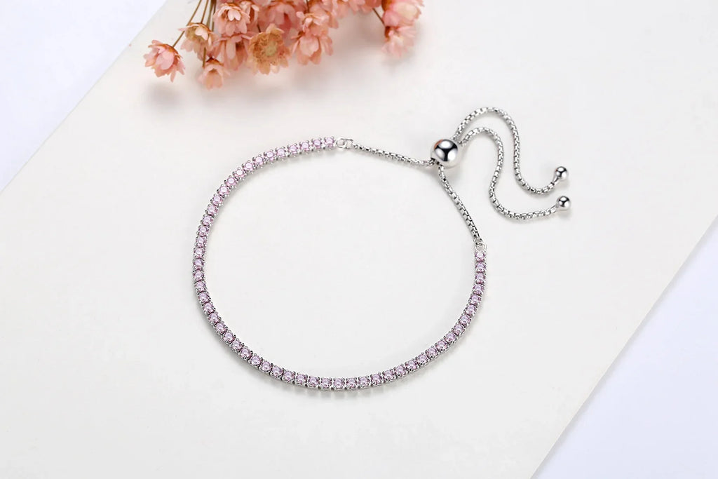 Full 2mm 0.03CT Moissanite Diamond Tennis Bracelet for Woman 925 Silver Plated 18K Rose Gold Adjustable Link Bracelets Gift