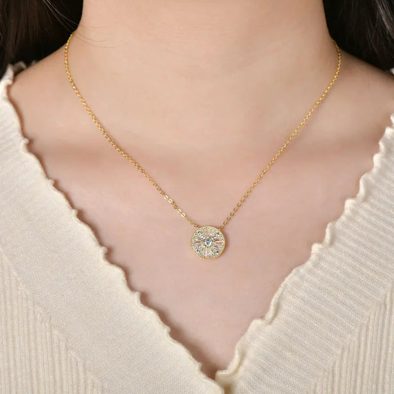 Certified 5mm Moissanite Diamond Necklace Niche Light Luxury Round Shape Pendant Necklace for Women ExquisiteBirthday Gift
