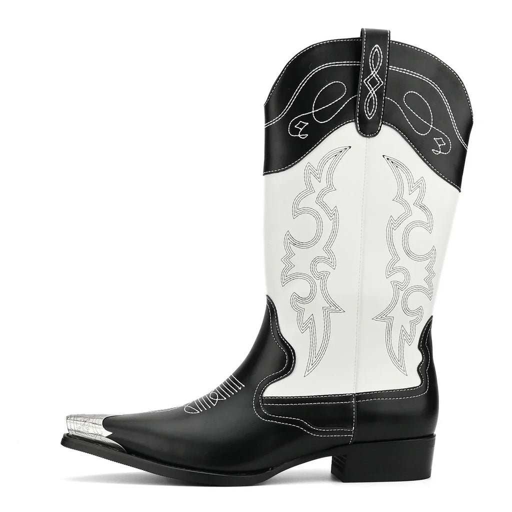 Casual embroidered metal pointed cowboy boots