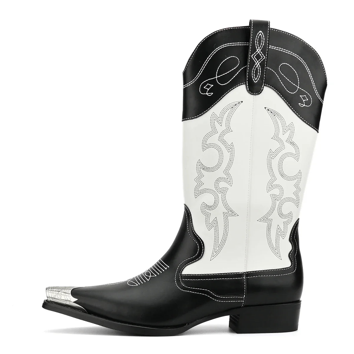 Casual embroidered metal pointed cowboy boots
