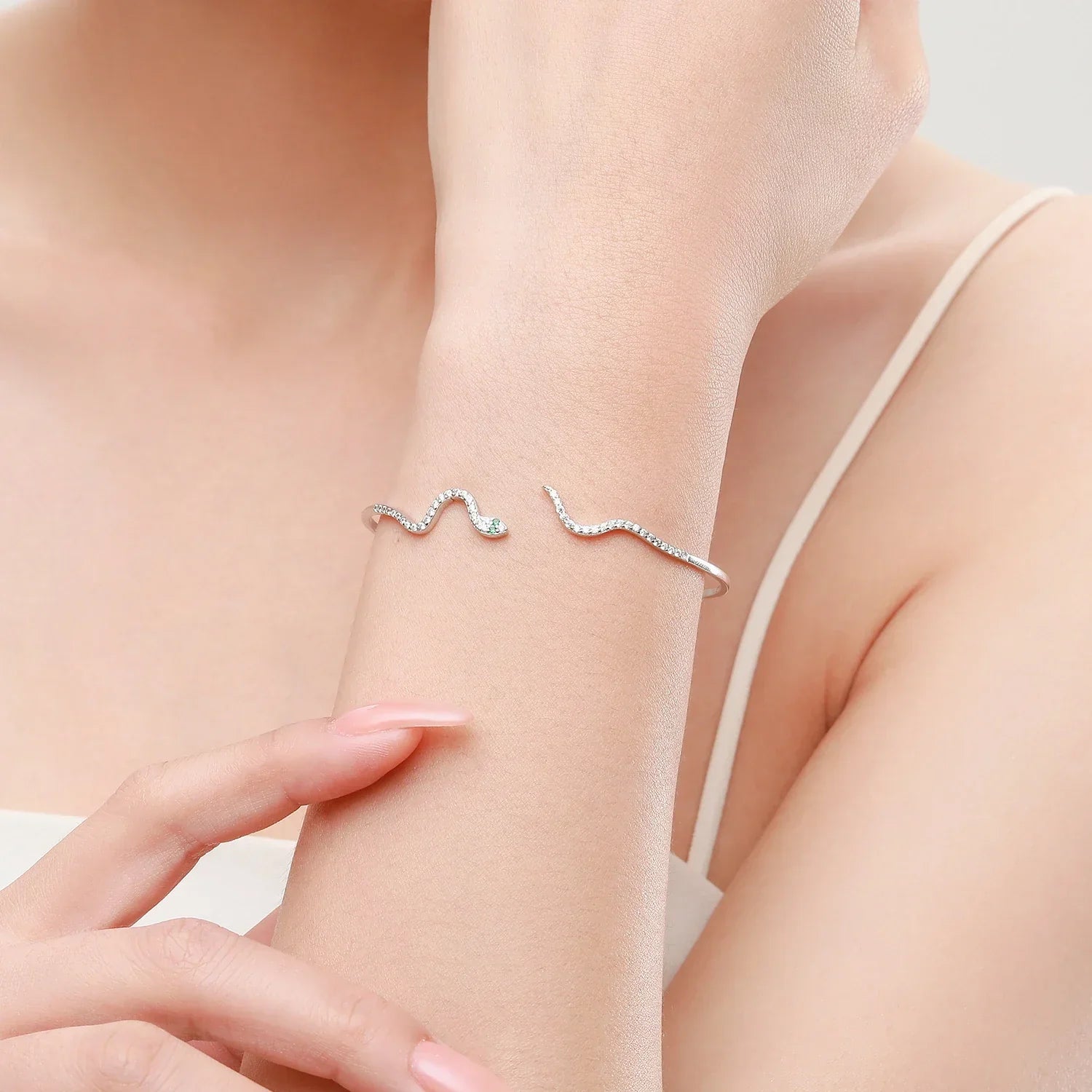 Luxury Sparkling Black Snake Bracelet 925 Sterling Silver Punk Adjustable Zirconia Bangle For Women Party Fine Jewelry