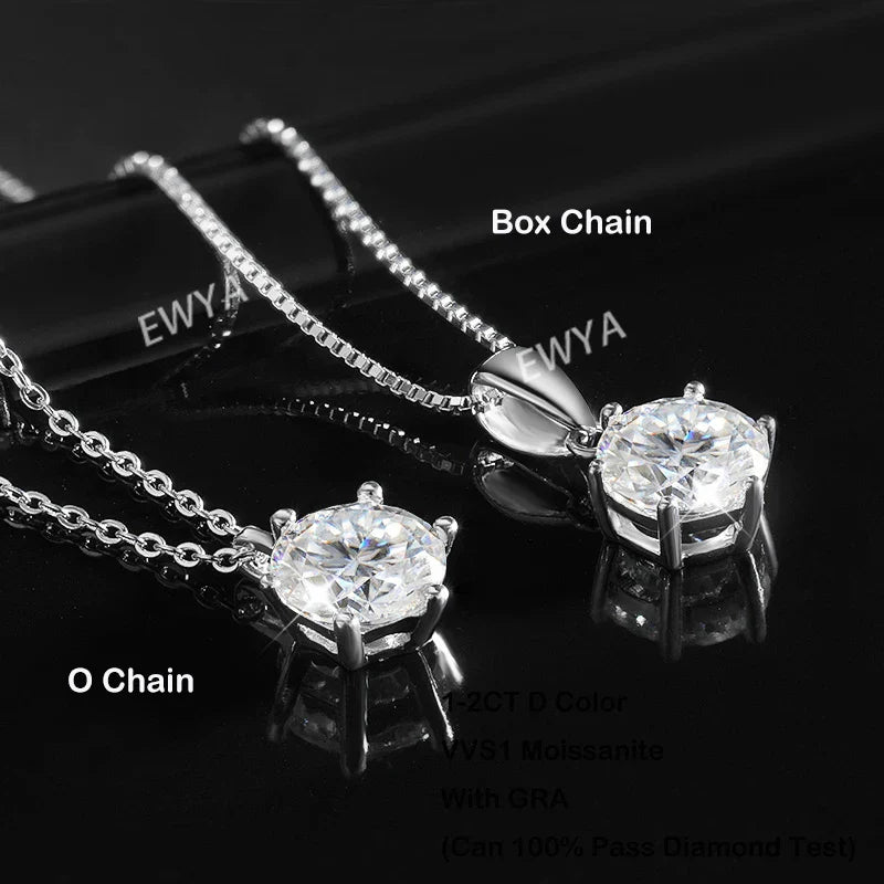 1 2 Carat Real Moissanite Pendant Necklace For Women 6 Prong 100% 925 Sterling Silver Wedding Party Bridal Fine Jewelry