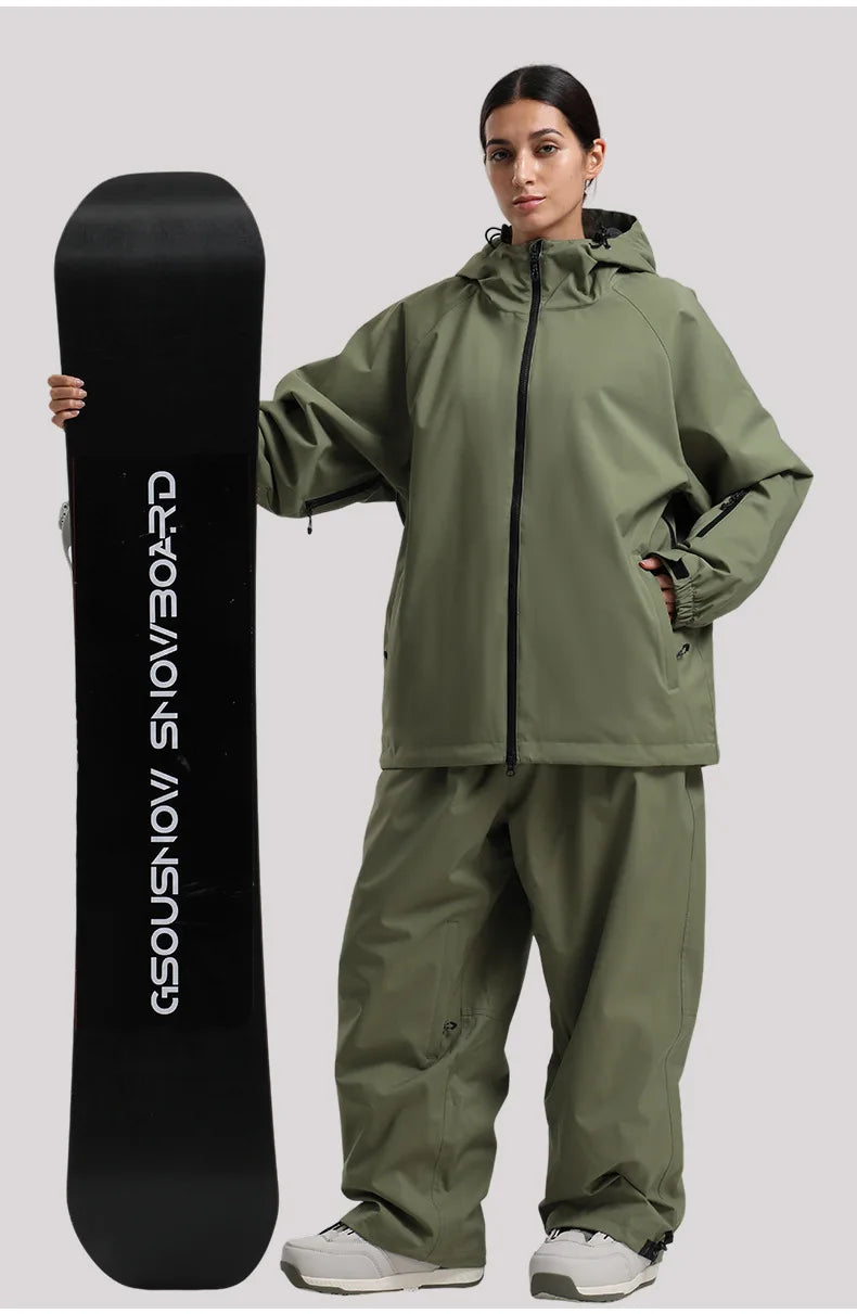 SNOW Winter Ski Jacket Men Waterproof Insulated Snow Tops Super Loose Snowboard Clothes Breathable Windproof Skiing Hoodies