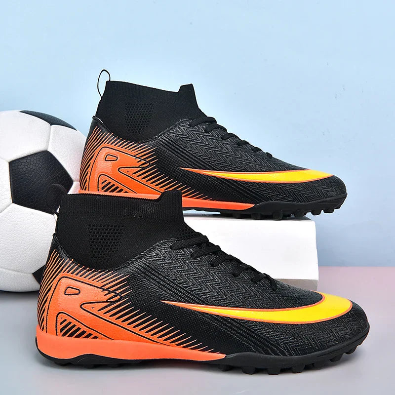High Top Men Soccer Shoes Professional Football Boots Breathable Wear Resistant Training Match Sneakers Non Slip for Adult Sport