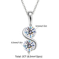 GRA Certified 1CT Moissanite Round Pendant Necklaces for Women 925 Sterling Silver Fine Jewelry Chains for Wedding Gift
