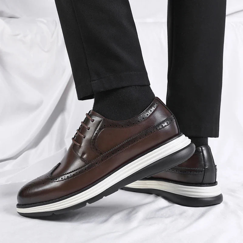 High End British Style Office Business Dress Shoes Men's Casual Leather Thick Soled Simple Walking Shoes Fashion Oxford Shoes