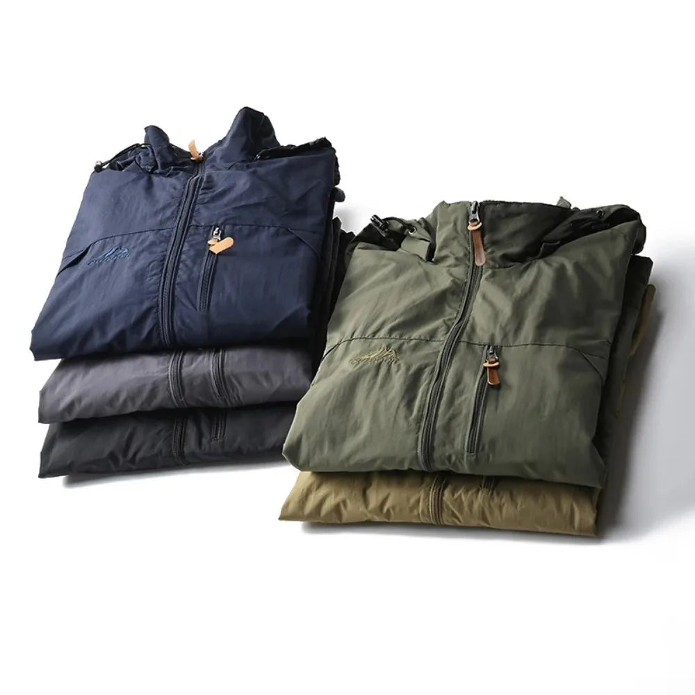 Windbreaker Men Tactical Jacket Waterproof Outdoor Hooded Coat Sports Military Field Climbing Thin Outwear Streetwear Coat