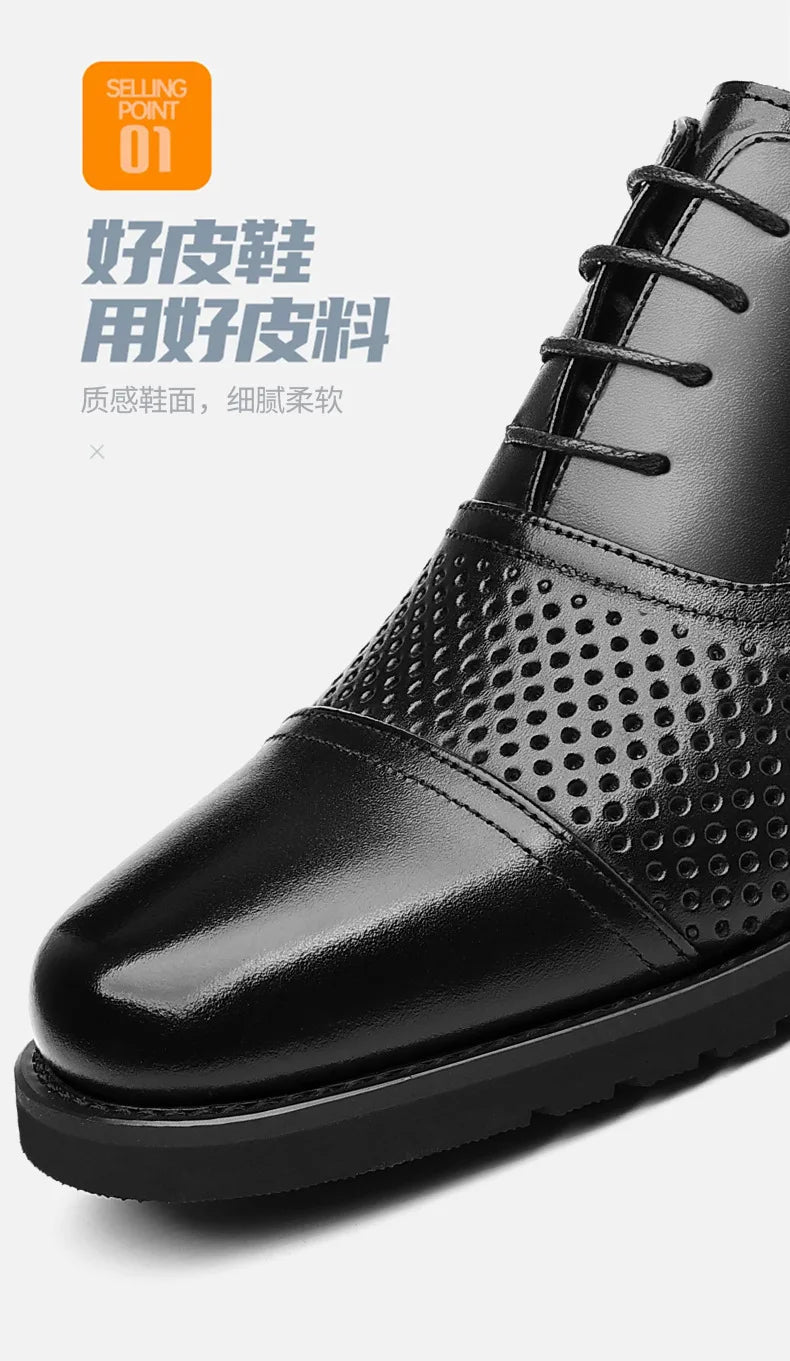 Breathable Hallow New Designer Cow Leather Shoes for Man Summer Autumn Fashion Business Casual Dress Shoes Loafers Man