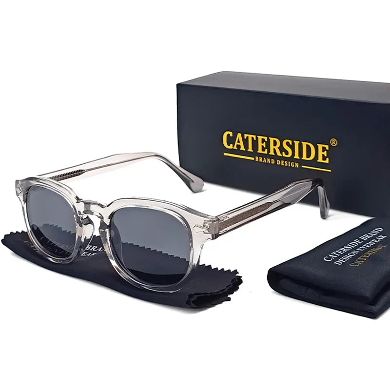 CATERSIDE Retro Round Men Sunglasses Punk Propionic Acid Pin Temple Luxury Sun Glasses Women Sports Leisure Party Eyewear UV400