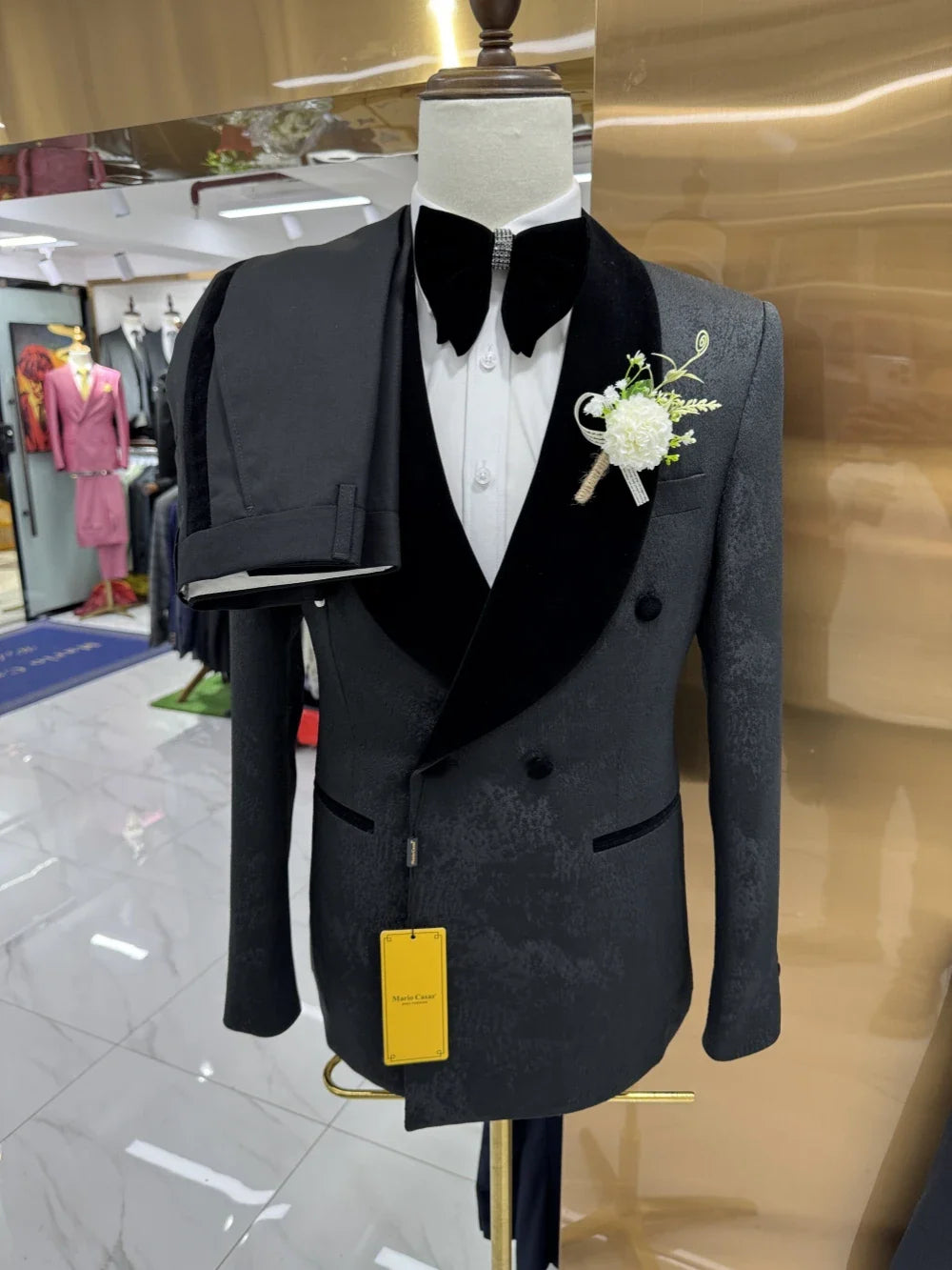 Patterned Handsome Men's Suits Wedding Groom Sets Comfortable Casual Suit Set 2 Pieces Tuxedo For Business Interview S-3XL