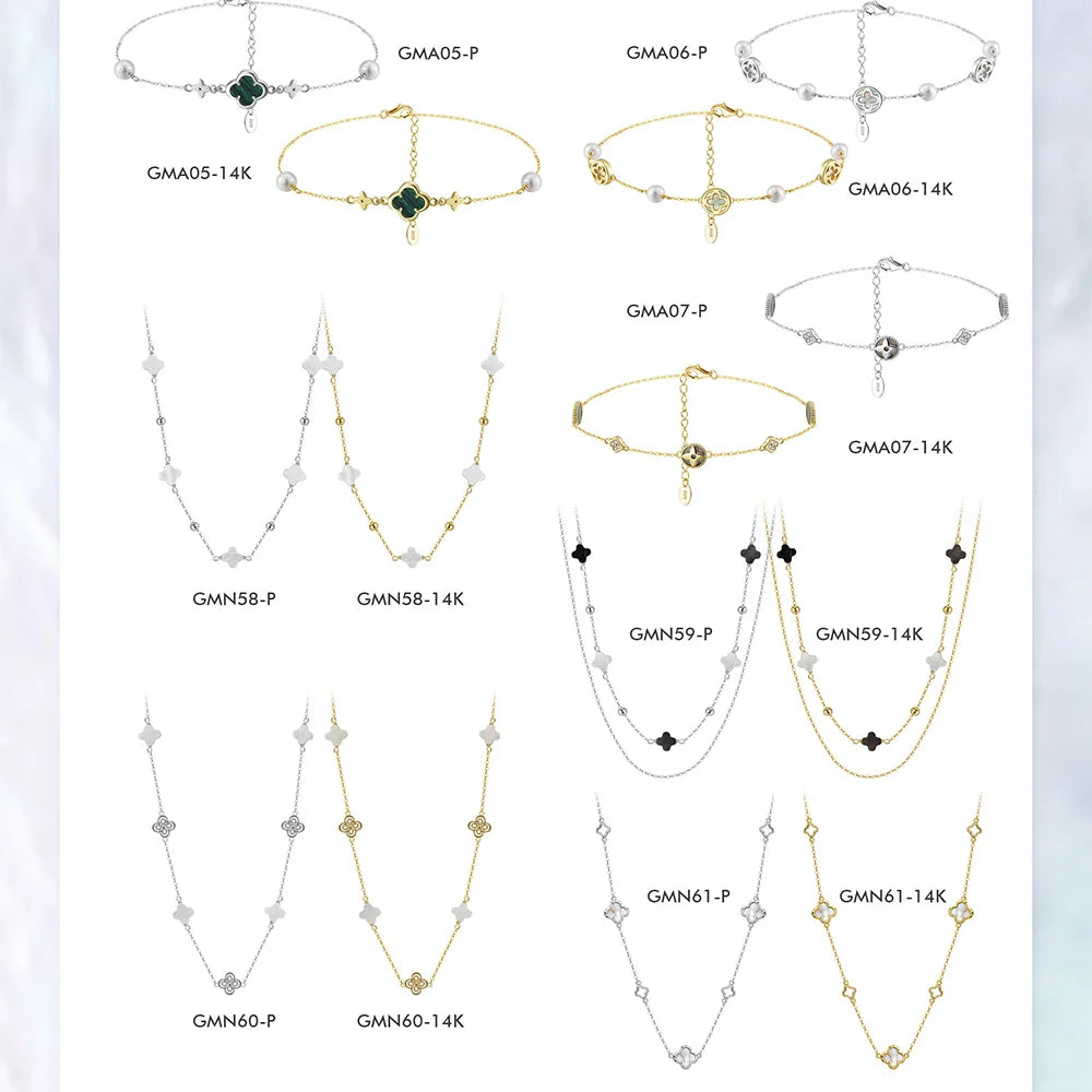925 Silver Four Flowers Clover Luxury Hollow Clover Chain Necklace Banquet Party Gift Neck Jewelry Accessories GMN61