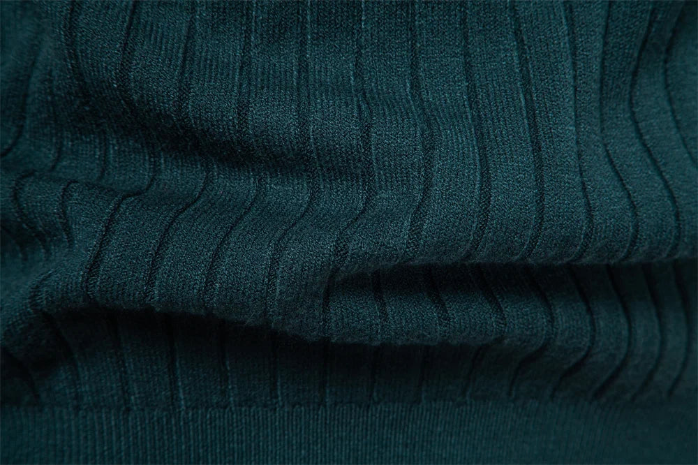 Men's Turtleneck Sweater Solid Color with Striped Pullover Warm Knitwear Winter Basic Casual High Quality Sweater Male