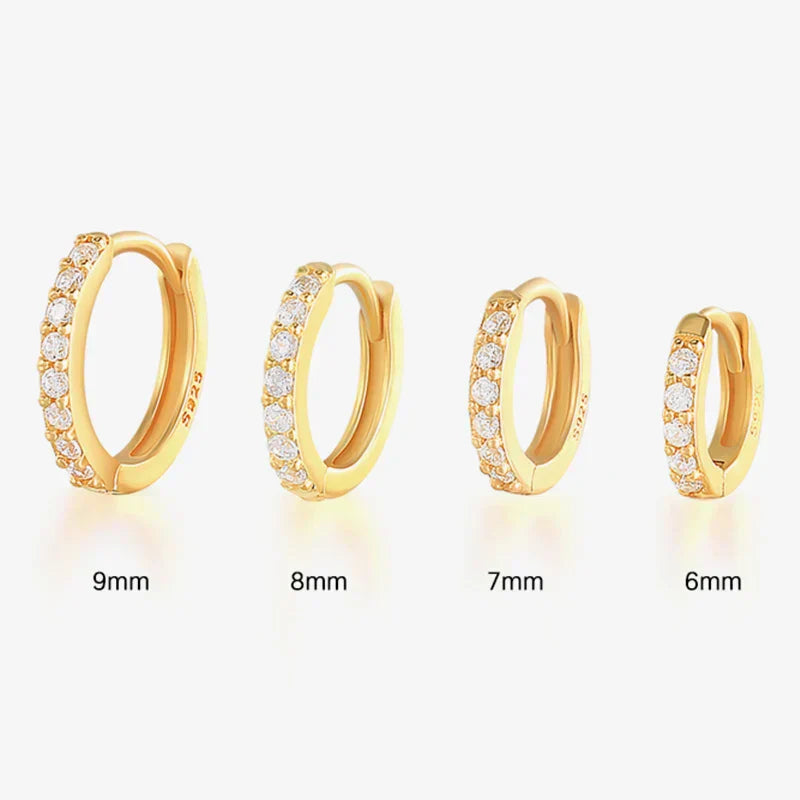 6/7/8/9 MM Cartilage Circle Earrings 925 Sterling Silver Bling CZ Huggie Hoop Earring for Women Piercing Buckle Wedding Jewelry