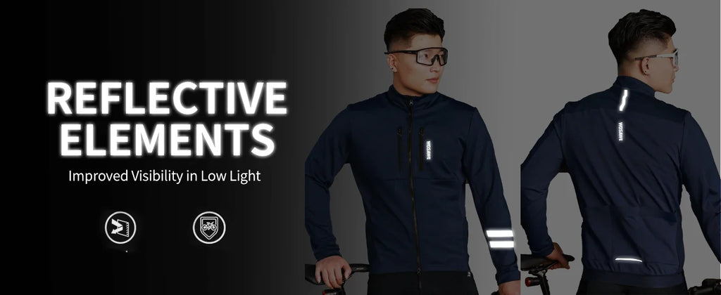 Men's Cycling Jacket Winter Thermal Long Sleeve Fleece MTB Jacket Bicycle Top Bike Clothing with 3 Rear Pockets 0℃-15℃