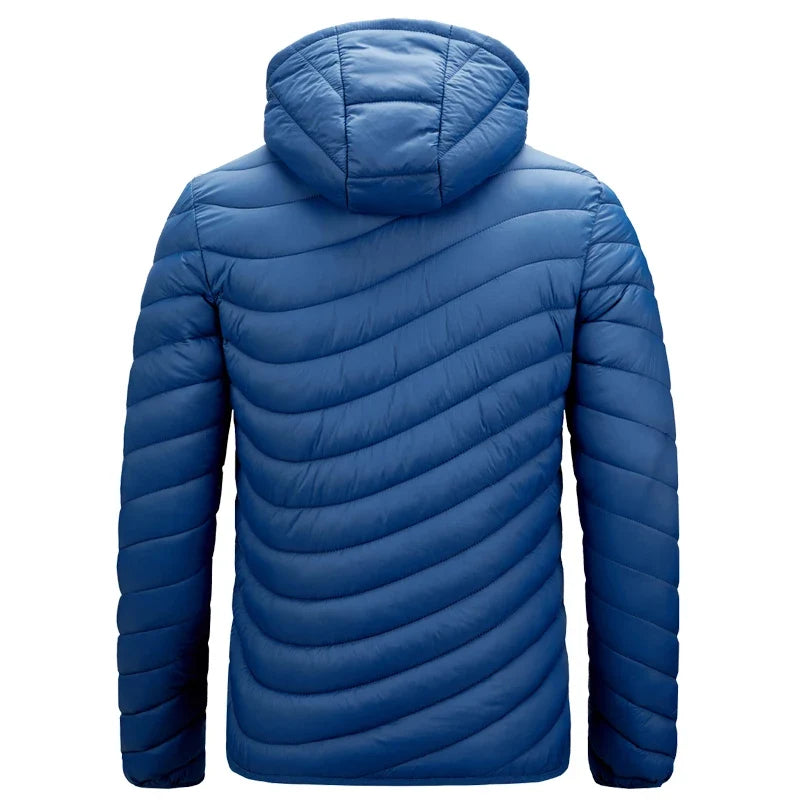 Mens Lightweight Outdoor Puffer Jacket Hooded Insulated Thermal Puffy Winter Heated Running Travle Casual Cotton Outdoor Coat