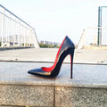 Spring and Autumn New Lacquer Wave V-neck High Heels 12cm Fashionable and Sexy Commuting Single Shoes