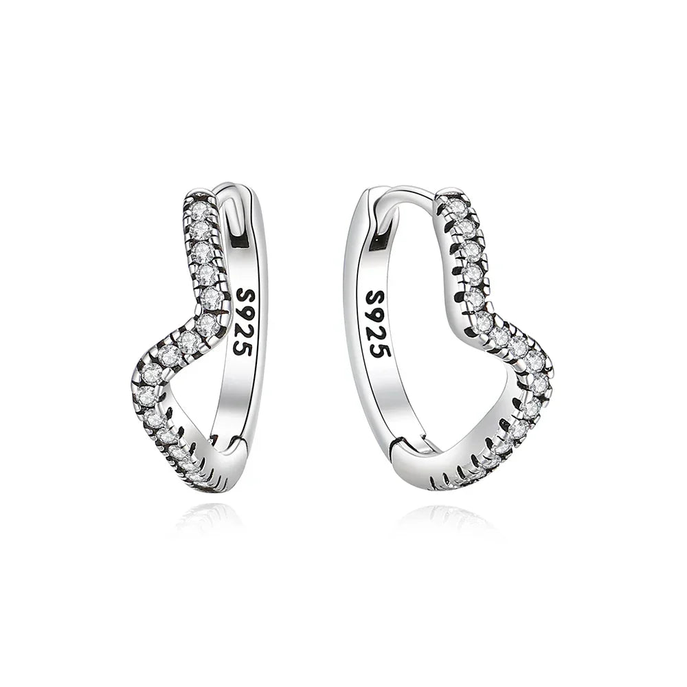 Original 925 Sterling Silver Earrings 2025 Stud Hoop Crystal Earings For Women Rose Gold Crown Heart Infinity Bee Earing Jewelry