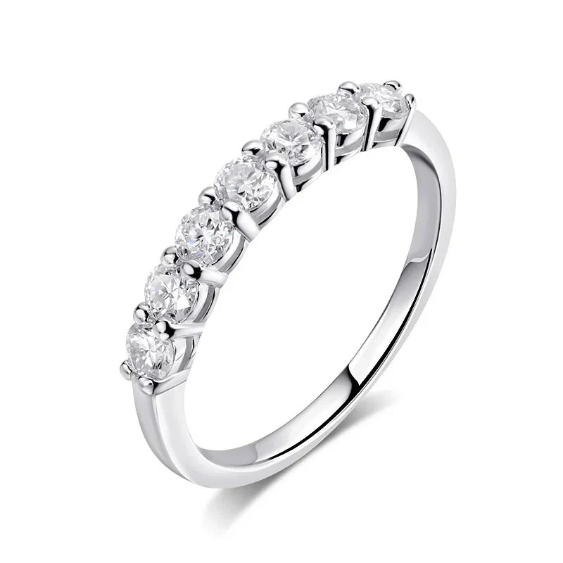 0.7CT 3mm Gemstone Moissanite Rings for Women S925 Silver Matching Wedding Diamonds Band Stackable Ring White Gold Gift