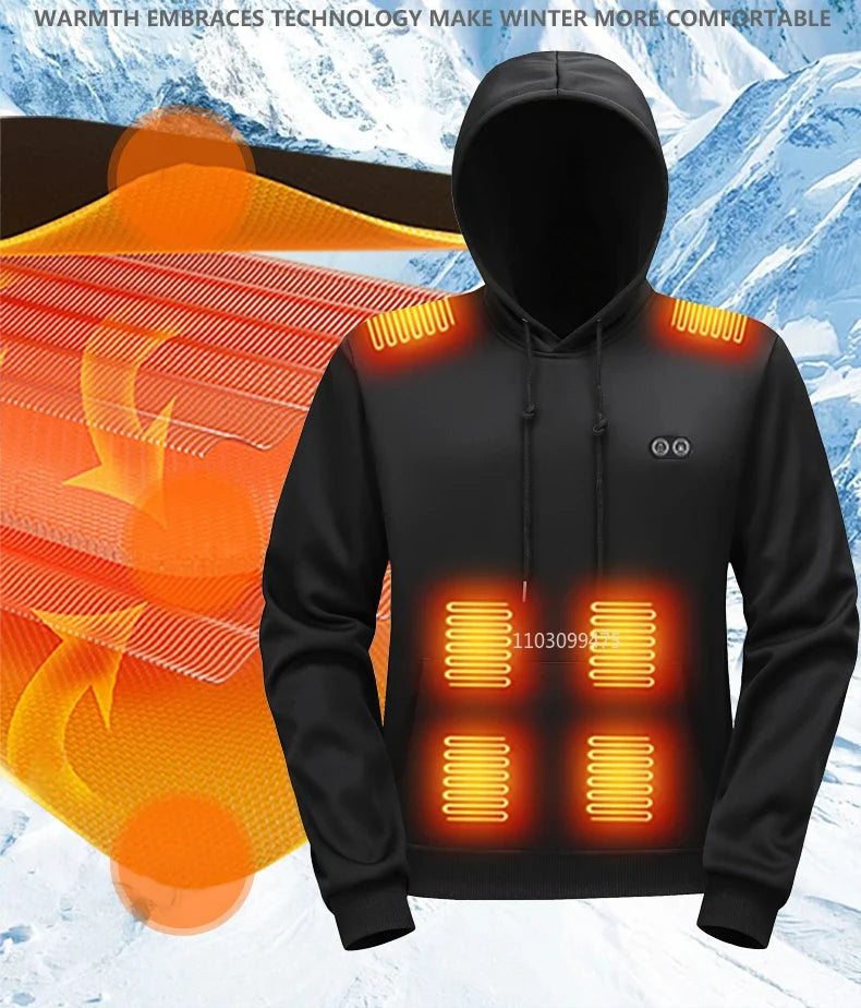 Self Heated Jacket Men Women Sweatshirts Hoodies 17 Areas USB Heated Clothing Winter Thermal Skiing Camping Hiking Sweatshirts