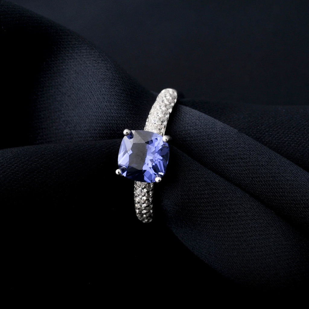 2.22ct Created Sapphire Nano Emerald Tanzanite Solitaire Ring 925 Sterling Silver for Women Daily Party Jewelry  sets gift