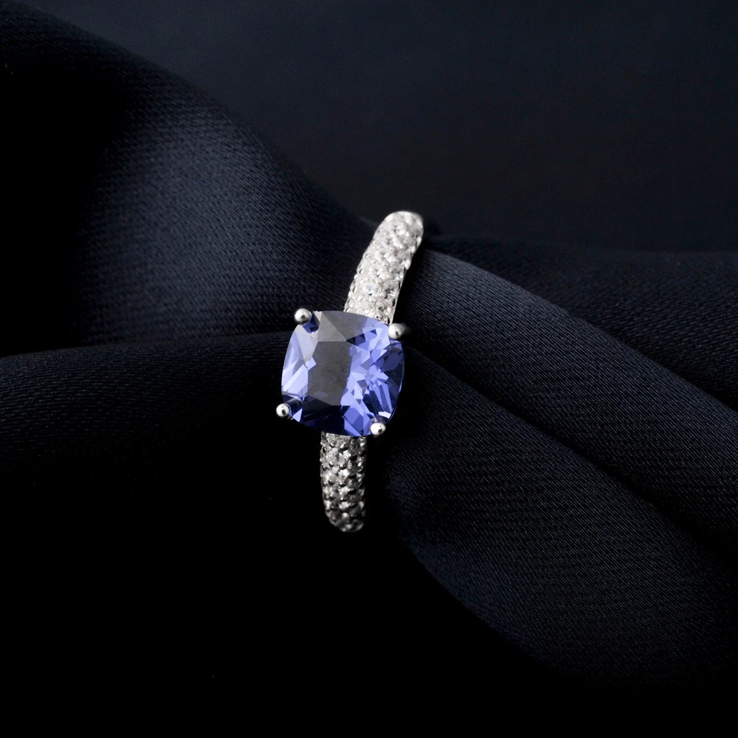 2.22ct Created Sapphire Nano Emerald Tanzanite Solitaire Ring 925 Sterling Silver for Women Daily Party Jewelry  sets gift