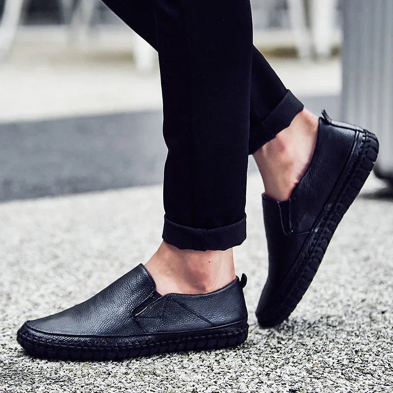 New Plus Size 49 50 Men Loafers Soft Moccasins Fashion Soft Spring Autumn Genuine Leather Shoes Men Casual Flats Driving Shoes