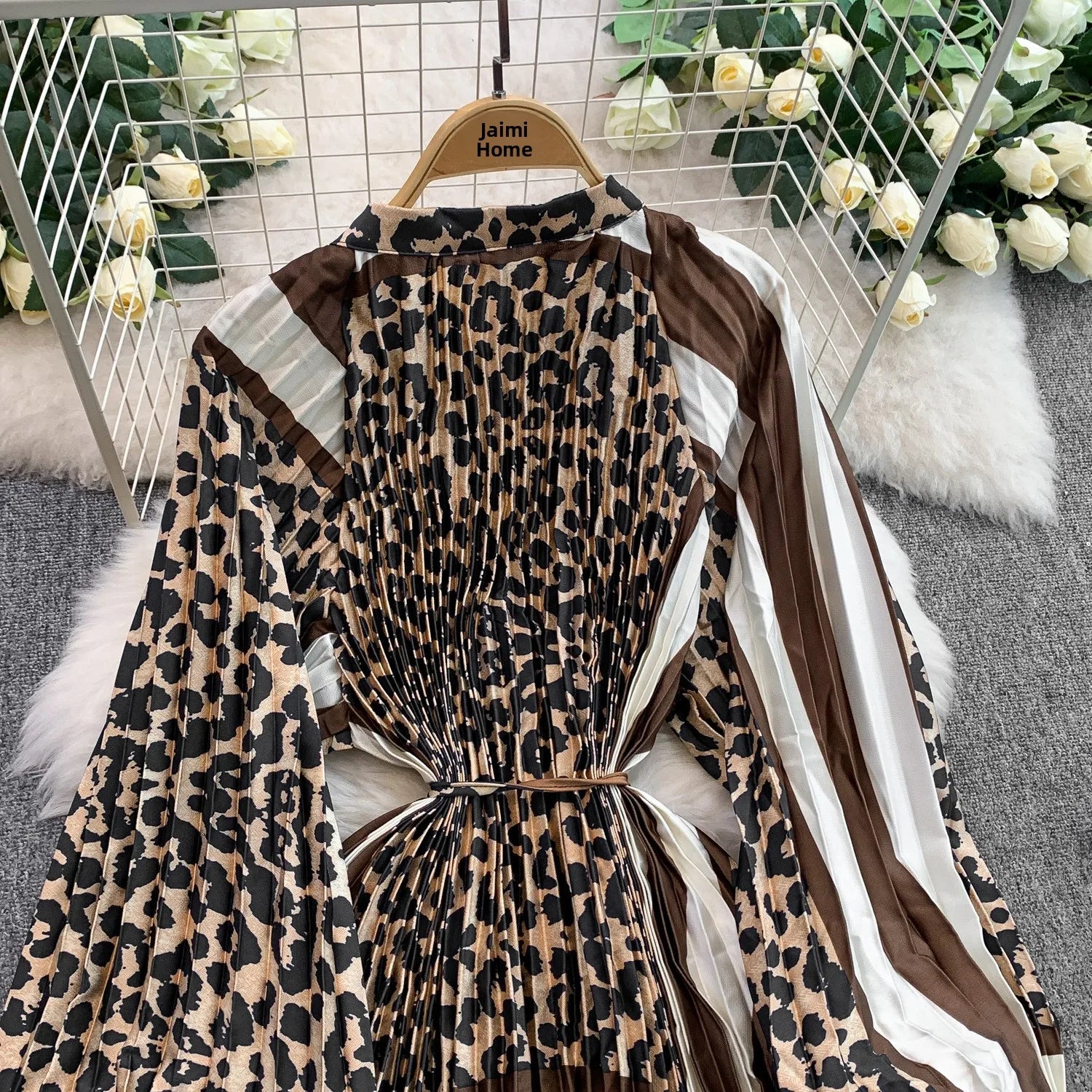 Printed round Ne Lantern Sve Dr Women's Single Button Waist Cinch Maxi Skirt Long Dr Commute Sle Autumn