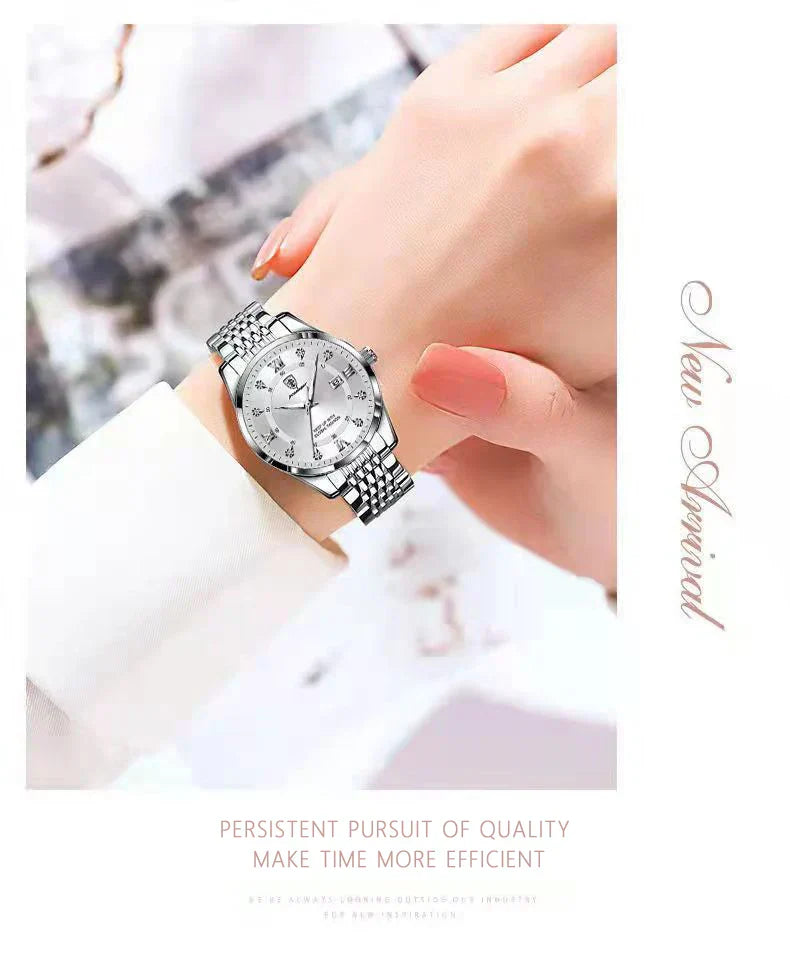 Luxury Woman Watch Waterproof Stainless Steel Luminous Date Ladies Watch Fashion Simple Casual Women’s Quartz Watches