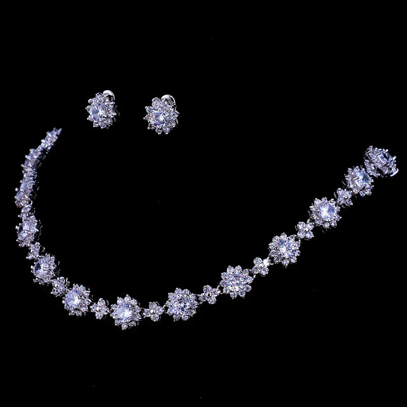 Classic Hot Sale 5 Colors Options High Quality Round Zirconia Jewelry Sets for Elegant Women Wedding Dress Accessories