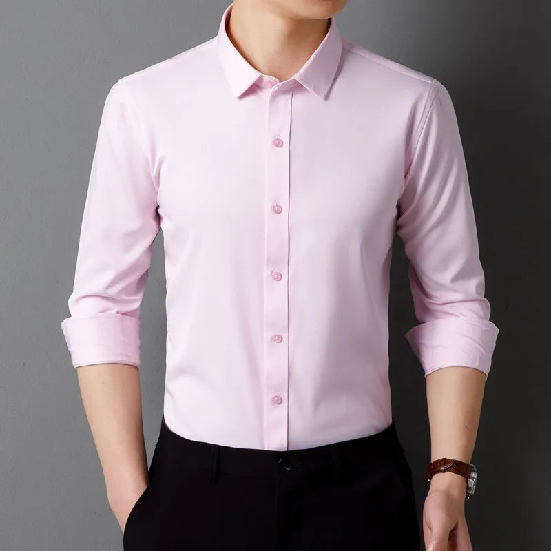 Men's Long Sleeved Shirt Classic Solid Color Soft Comfortable