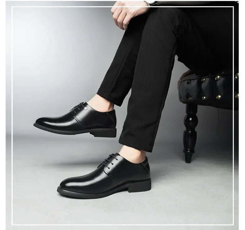 Height Increasing Shoes Man Hollow Breathable Taller Elevator Shoes 6CM Invisible Insole for Daily Men Heighten Wedding Shoes