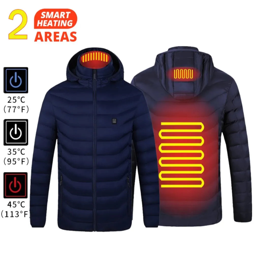 Self Heated Jacket Men Women USB Heated Clothing Cotton Washed Winter Thermal Skiing Camping Hiking Jacket 2-21 Areas Warm Coats