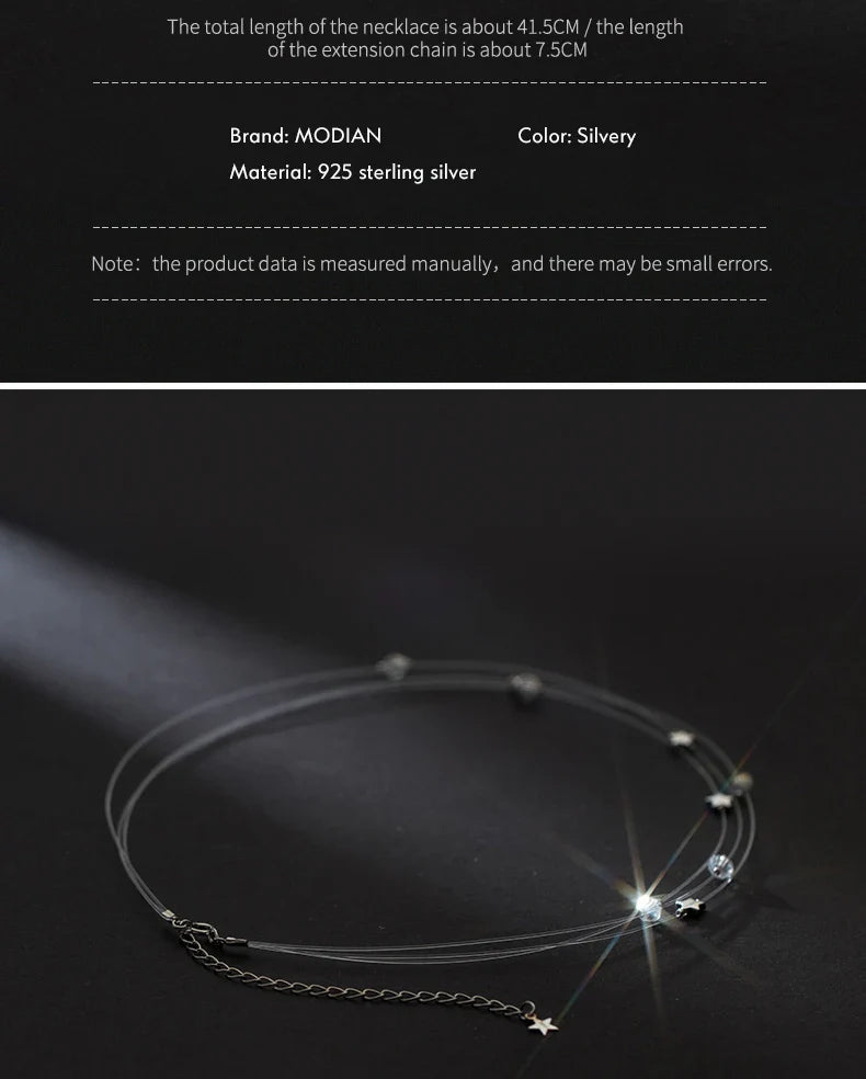 Sparkling Cubic Zirconia Choker Necklace 925 Sterling Silver Stars Fashion Necklaces For Women Party Fine Jewelry Gifts
